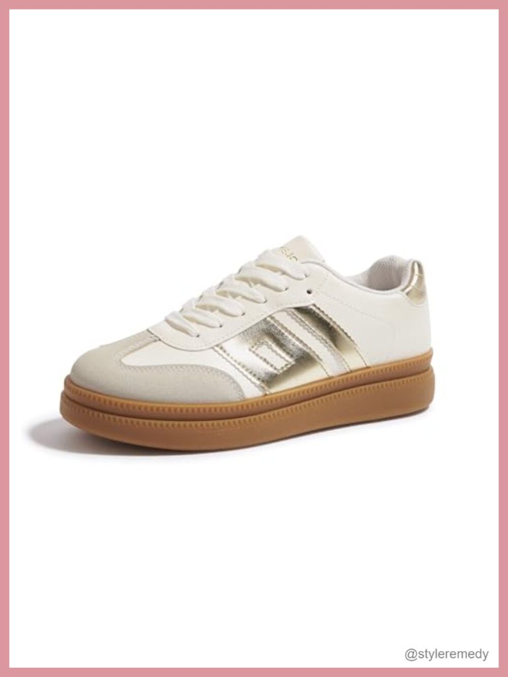Platform Sneakers Vintage Tennis Shoes Thick Rubber Gum Sole Cushioned Lace-Up
